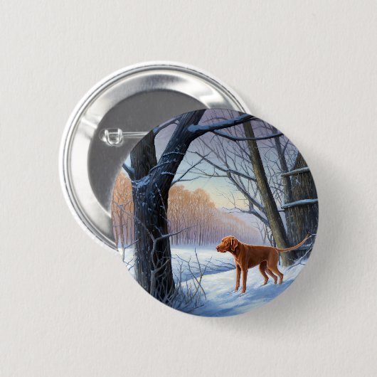 Vizla laat het sneeuwen Kerstmis Ronde Button 5,7 Cm (Voorkant /achterkant)