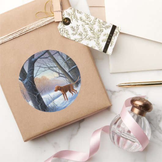 Vizla Laat het Sneeuwen Kerstmis Ronde Sticker (Geschenken)