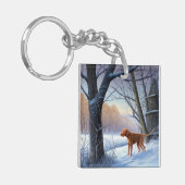 Vizla laat het sneeuwen Kerstmis Sleutelhanger (Voorkant Links)