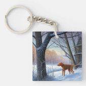 Vizla laat het sneeuwen Kerstmis Sleutelhanger (Voorkant)
