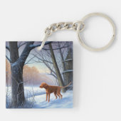 Vizla laat het sneeuwen Kerstmis Sleutelhanger (Achterkant)