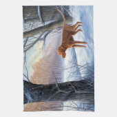 Vizla laat het sneeuwen Kerstmis Theedoek (Verticaal)