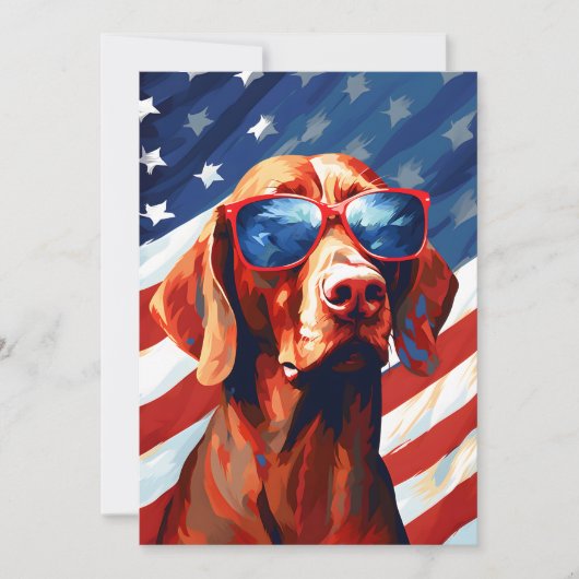 Vizsla 4 juli Onafhankelijkheidsdag Feestdagenkaart (Voorkant)
