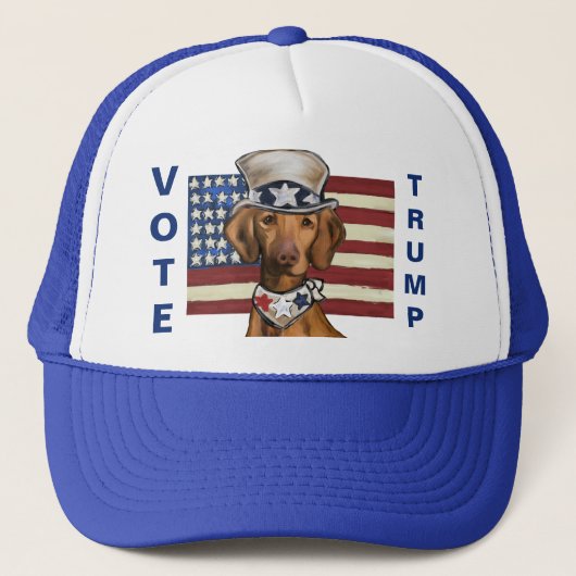 Vizsla 4 juli Trucker Hoed Pet (Voorkant)