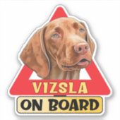 Vizsla aan boord Hongaarse hond Rood verkeersbord Sticker (Voorkant)