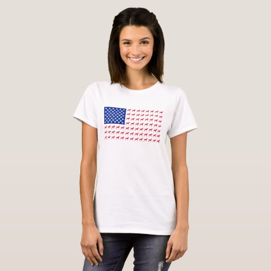 Vizsla Amerikaanse vlag T-Shirt (Voorkant volledig)