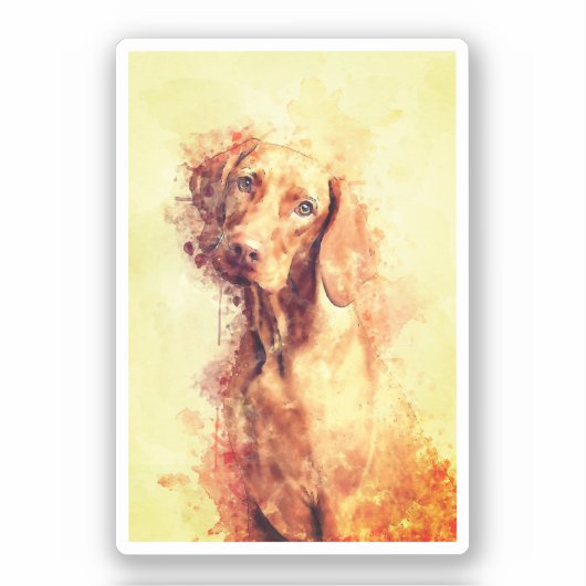 Vizsla Aquarel Sticker (Voorkant)