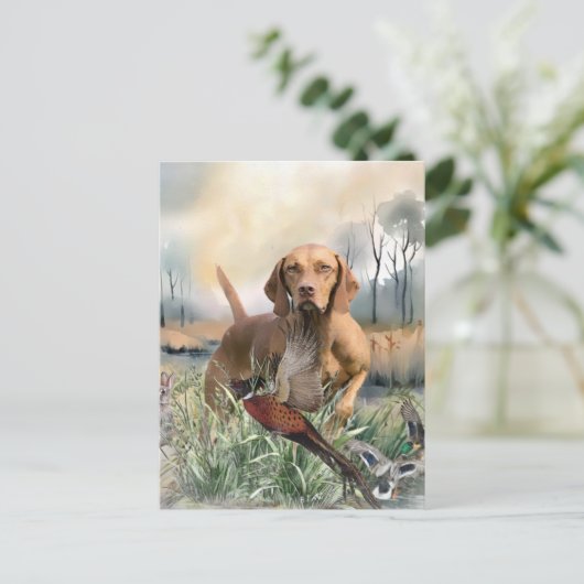 Vizsla, art feestdagenkaart (Staand voorkant)