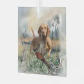 Vizsla, art glas ornament (Voorkant links)