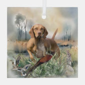 Vizsla, art glas ornament (Achterkant)