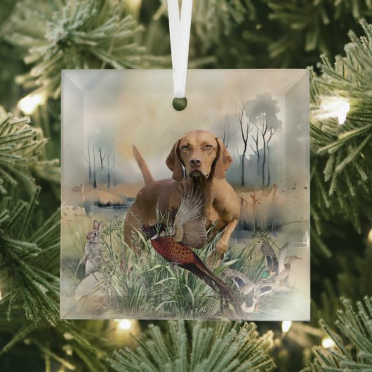Vizsla, art glas ornament (Insitu)