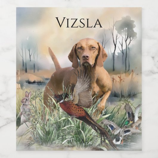 Vizsla, art wijn etiket (Enkel label)