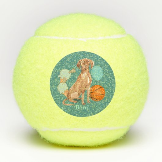 Vizsla Blauwgroen gepersonaliseerd Tennisballen (Voorkant)