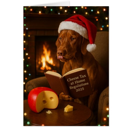 Vizsla 'Cheese Tax' Christmas card (Voorkant)