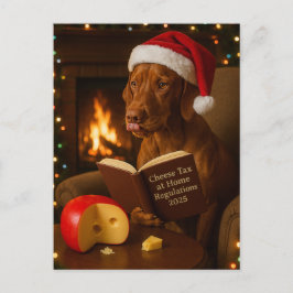 Vizsla 'Cheese Tax' Christmas postcard Briefkaart
