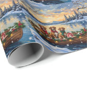 Vizsla Christmas Boat Holiday Cadeaupapier (Rol Hoek)