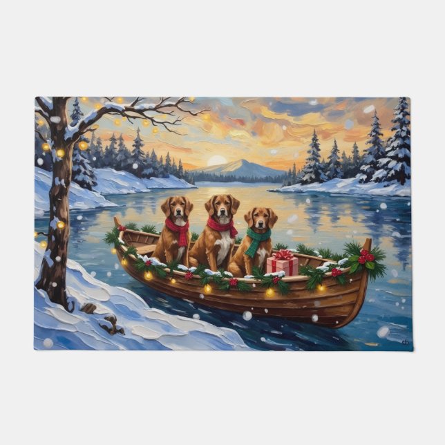 Vizsla Christmas Boat Holiday Deurmat (Voorkant)
