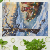 Vizsla Christmas Boat Holiday Theedoek (Gevouwen)