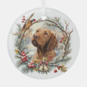 Vizsla Christmas  Glas Ornament (Voorkant)