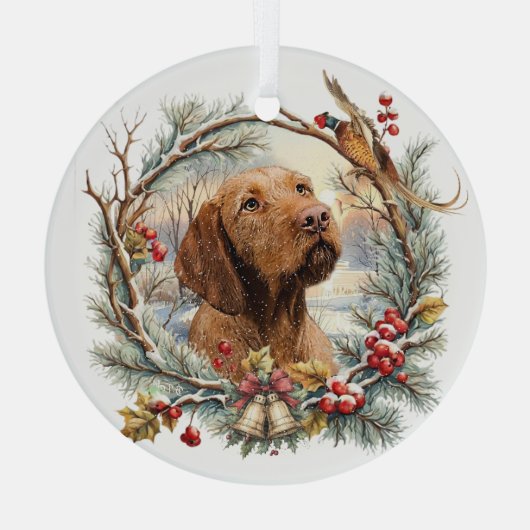 Vizsla Christmas  Glas Ornament (Achterkant)