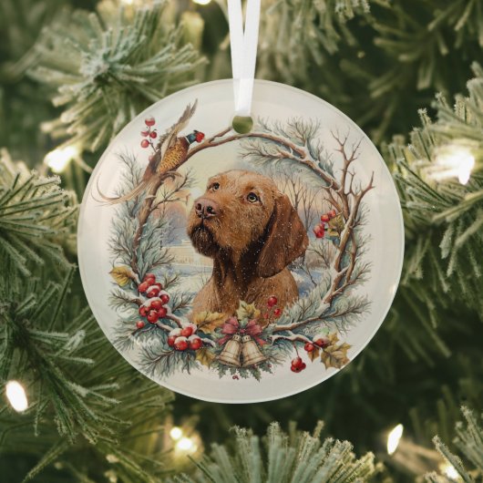 Vizsla Christmas  Glas Ornament (Insitu)