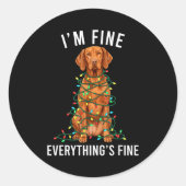 Vizsla Christmas I'm Fine Everything Is Fine Ronde Sticker (Voorkant)