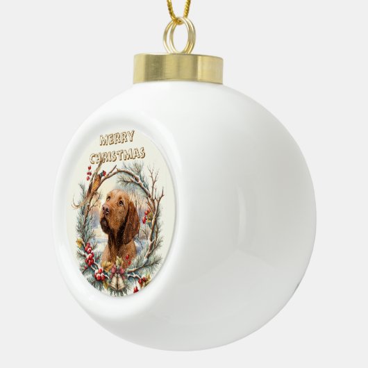 Vizsla Christmas  Keramische Bal Ornament (Rechts)