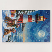 Vizsla Christmas Lighthouse Holiday Legpuzzel (Horizontaal)