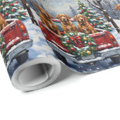 Vizsla Christmas Red Truck Holiday Cadeaupapier (Rol Hoek)