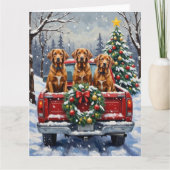 Vizsla Christmas Red Truck Holiday Kaart (Voorkant)