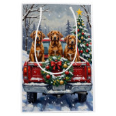 Vizsla Christmas Red Truck Holiday Medium Cadeauzakje (Voorkant)