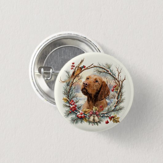 Vizsla Christmas  Ronde Button 3,2 Cm (Voorkant /achterkant)