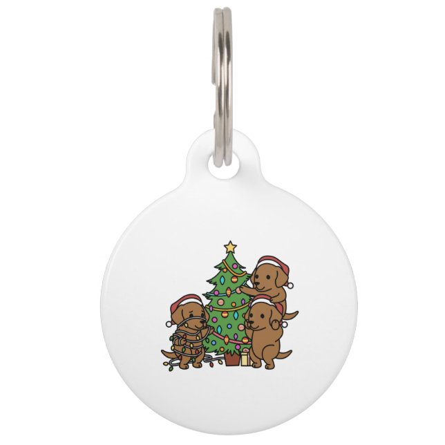 Vizsla Christmas Tree Huisdierpenning (Voorkant)