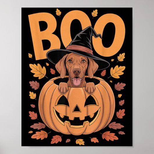 Vizsla Costume On Pumpkin Halloween Vizsla Poster (Voorkant)