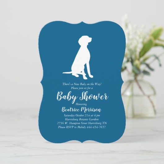 Vizsla Dog Baby shower Boy Blue Kaart (Staand voorkant)