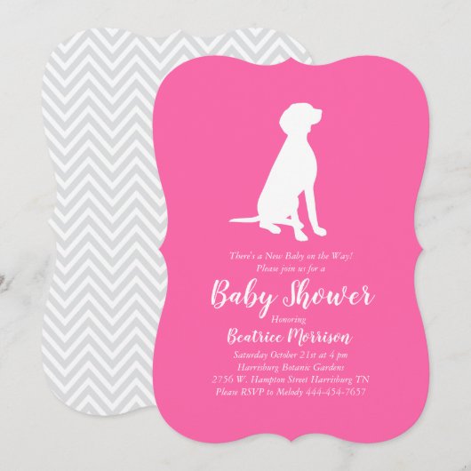Vizsla Dog Baby shower Girl Pink Kaart (Voorkant / Achterkant)