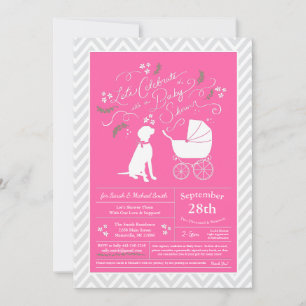 Vizsla Dog Baby shower Girl Pink Kaart