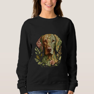 Vizsla Dog Botanische Natuur Geïnspireerd Illustra Trui