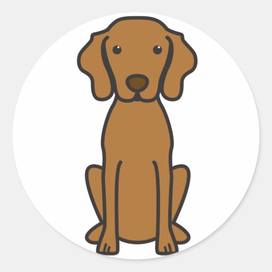 Vizsla Dog Cartoon Ronde Sticker (Voorkant)