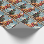 Vizsla Dog Christmas  Beach Cadeaupapier (Hoek)