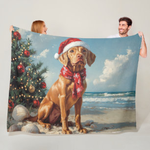 Vizsla Dog Christmas  Beach Fleece Deken