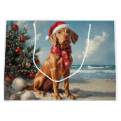 Vizsla Dog Christmas Beach Groot Cadeauzakje (Voorkant)