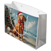 Vizsla Dog Christmas Beach Groot Cadeauzakje (Achterkant Gekanteld)
