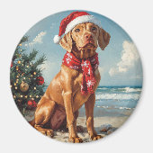 Vizsla Dog Christmas  Beach Magneet (Voorkant)