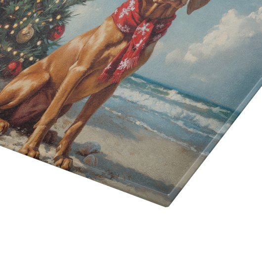 Vizsla Dog Christmas Beach Snijplank (Hoek)