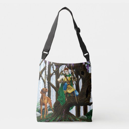 Vizsla Dog Elf Forest Crossbody Tas (Voorkant)
