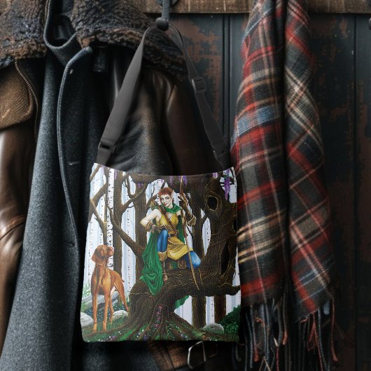 Vizsla Dog Elf Forest Crossbody Tas