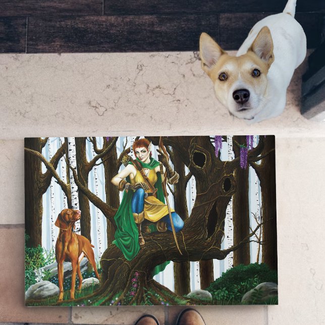 Vizsla Dog Elf Forest Deurmat (Creator heeft geüpload)