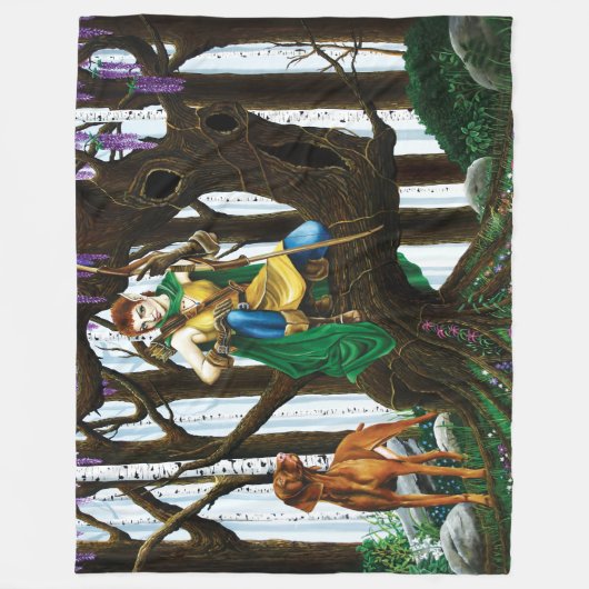 Vizsla Dog Elf Forest Fleece Deken (Voorkant)