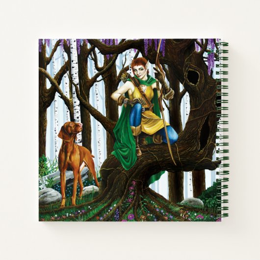 Vizsla Dog Elf Forest Notitieboek (Achterkant)
